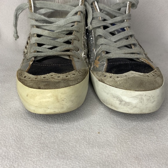 🥳HP🥳 Preloved Golden Goose Midstar Silver Glitter Zebra size 8 - Picture 7 of 9